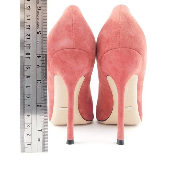 New GUCCI Crystal Tiger Snake Buckle Dusty Rose Pink Suede Leather Heel Pump 39